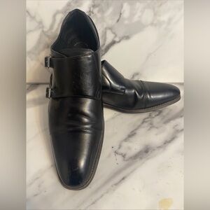 Stacy Adams Black Leather Double Monk Strap Cap Dress Shoes Memory Foam Size 12M